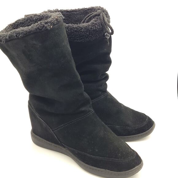 Skechers Mid Calf Ladies Black  Boots, Faux Fur Trim women's size 8.5 - Picture 3 of 9